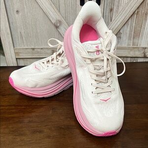 Hoka Women's Pink and Cream Athletic Shoes